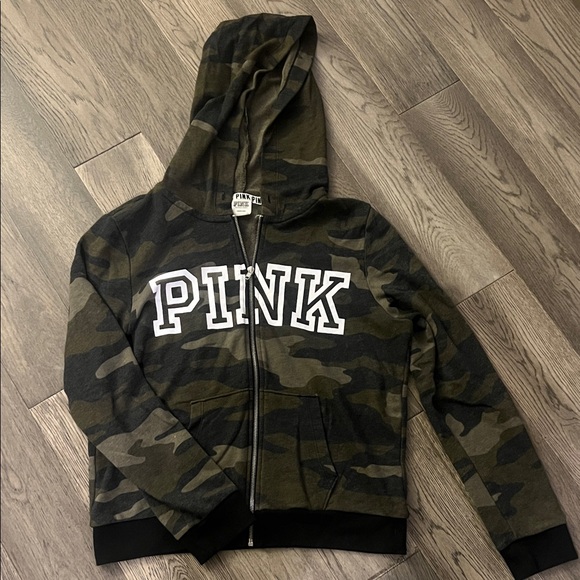 Sweat à Capuche Victoria's Secret Rose Camouflage - Zip 1/4, Neuf Avec étiquettes, Manches Longues